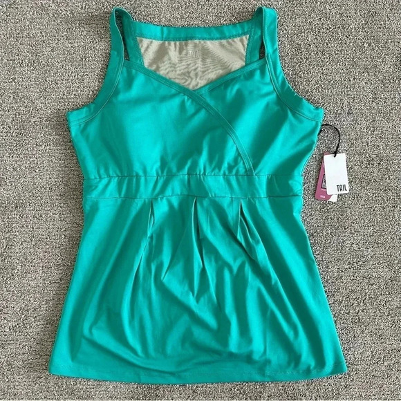 [Tail Active] Mock Wrap Yoga Tunic Sea Glass Green Size Large - Picture 1 of 8